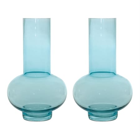 Homeroots Set of Two Aqua Glass Round Table Vases, 2PK 593883