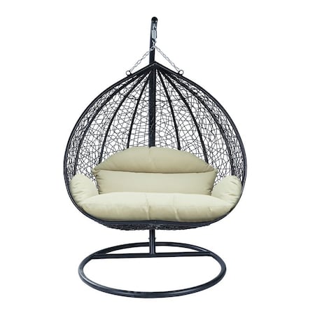 Leisuremod Teardrop Hanging Swing Chair with Stainless Steel Stand, 440 lb Capacity, Weatherproof RSCBL-57TP