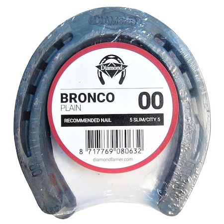 Diamond Farrier Bronco Plain Horseshoe, 5/16 in Thick, 00, Steel 00PLAINPR