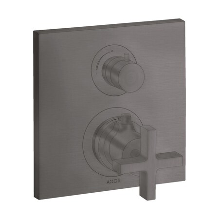 Axor Citterio Thermostatic Trim with Volume Control and Diverter- Cross Handle in Brushed Black Chrome 39725341