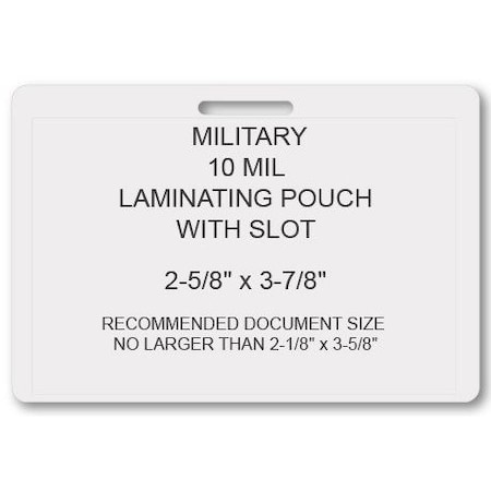 Sircle SircleLam Military Pouches w/Slot- 10 mil, 100PK MIL-10WS