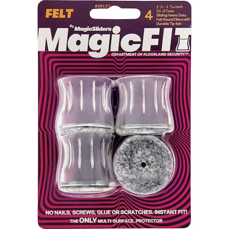 Magic Sliders Magic Fit 1-1/4'' - 1-7/6'' Round Felt Furniture Leg Cup, 4PK 26137