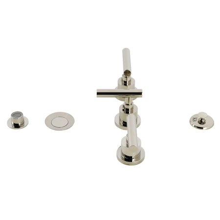 Kingston Brass Three-Handle Bidet Faucet with Brass Pop-Up, Polished Nickel KB6326CML
