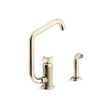 Kohler Billet Single-handle bar sink faucet with two-function extended-reach spout and side sprayer 28667-3-AF