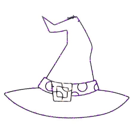 Celebrations Purple 84 ct 18.2 in. LED Prelit Illuminated Witch Hat Halloween Decor 24MWHPLA