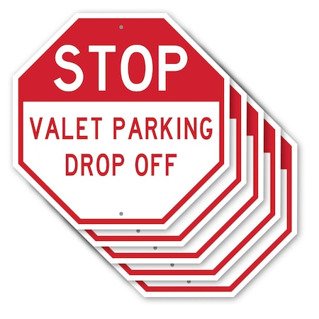 Signmission Stop Valet Parking Drop Off, 10 inch X 10 inch, Aluminum Metal Signs, 5PK OC-A-5Pack-10-282