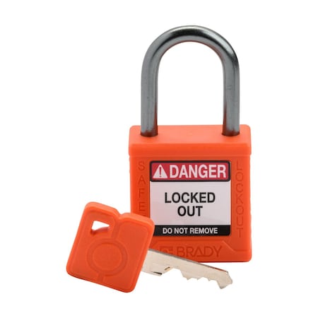 Brady Velocity Compact Lockout Padlocks Nylon 1in Shackle Clearance KD Orange CPPL-ORG-25AL-KD