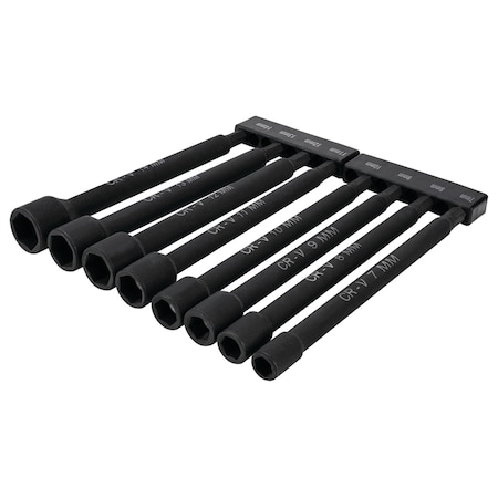 Performance Tool 8 pc. MET Magnetic Nut Driver Bit Set, 6 in. Long, MM Sizes, Impact Grade W9065