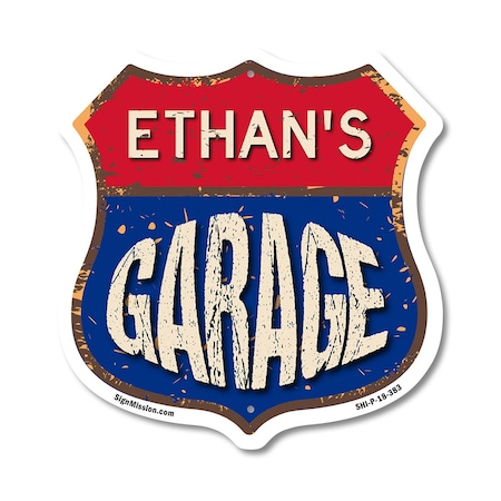 Signmission Ethan's Garage, 18 Inch X 18 Inch, Plastic Sign SHI-P-18-383-ETHAN