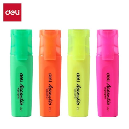 Deli DELIGHT Highlighters, Assorted, Chisel Tip, 4PK ES622