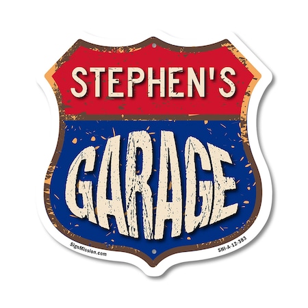 Signmission Stephen's Garage, 12 Inch X 12 Inch, Aluminum Metal Sign SHI-A-12-383-STEPHEN