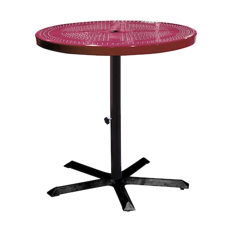 Leisure Craft 36" Round Perforated Pedestal Table, Portable, 40"H, Burgundy 36TAB40-BURGUNDY