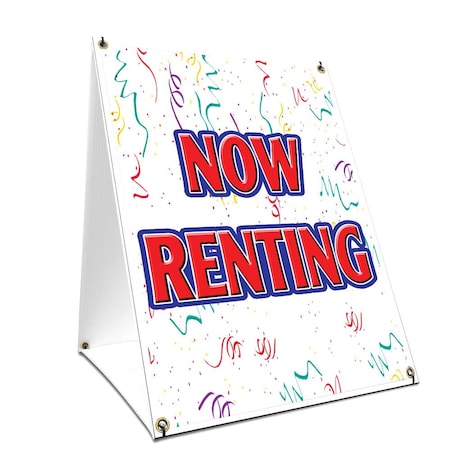 Signmission Now Renting, 24 Inch x 18 Inch A-frame Yard Sign, Plastic Sign SBC-1824-Now Renting