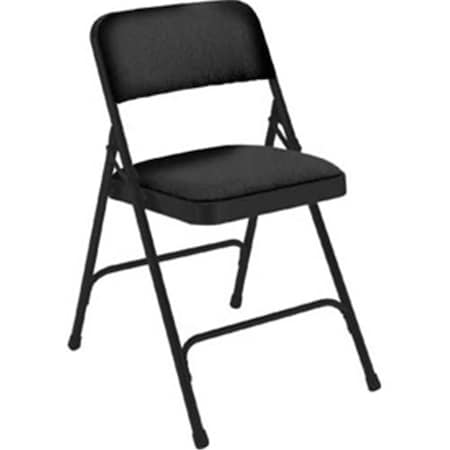 Betterbeds 1.25 in. Fabric Seat Double Brace Steel Folding Chair, Black, 4PK BE2582709