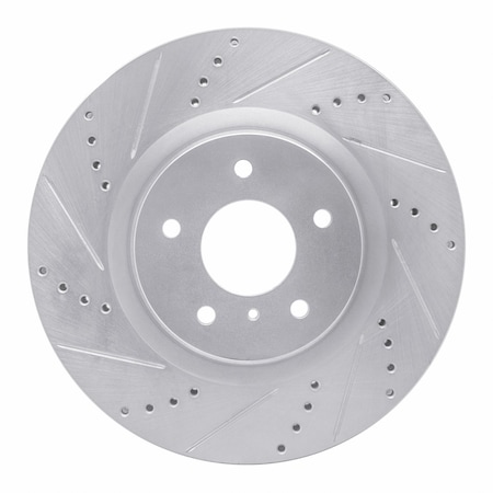 Dynamic Friction Co DFC Brake Rotor - Drilled and Slotted - Silver 631-68008L