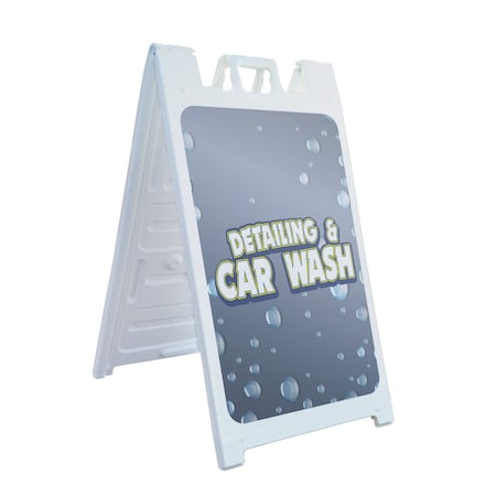 Signmission Detailing And Car Wash, A-Frame & 2 Sign Inserts, Heavy-Duty Plastic Frame SBHD-C-2436-30368