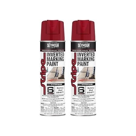 Seymour Midwest Stripe 6-Series Inverted Ground Marking Paint, Safety Red net 17oz., 2PK 20671-2