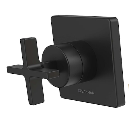 Speakman 3-Way Transfer Valve Trim, Cross Handle, Matte Black CPT-1121-3-MB
