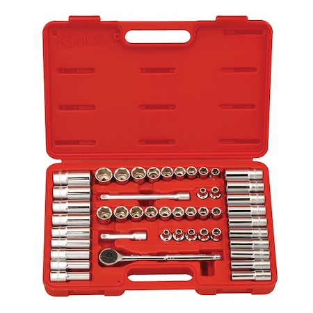 Genius Tools 47PC 3/8inDr. SAE & Metric Hand Socket Set GS-347MS