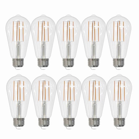 Bulbrite LED 7 Watt Dimmable ST18 Light Bulb, Clear, E26, 4000K (Cool White Light) 800lm, 10PK 862940