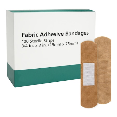 Oasis Fabric Adhesive Bandages, 3/4 in. x 3 in., 100PK BA3/4-FAB