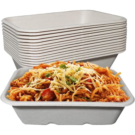 Ecoquality 22oz Rectangular Sugarcane Container, Compostable Bowls for Takeout, and Restaurant, 50PK EQCRTB22-50