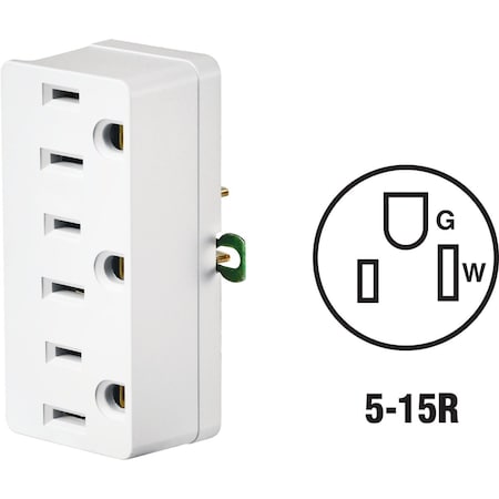 Leviton White 15A 3-Outlet Tap 004-00698-00W