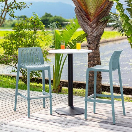 Lagoon Milos Resin Stackable Bar Stool with Aluminum Footrest, 2PK 7203B9-BBLGS
