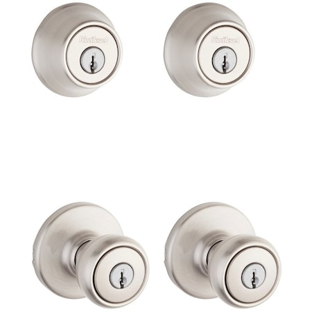 Kwikset Deadbolt and Entry Lockset, 3 Grade, Keyed Alike Key, Metal, Satin Nickel, K2 Keyway 242T 15 K2 CP