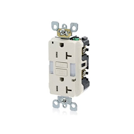 Leviton Self-Test GFCI Receptacle, Combination with Light, 20 Amp, 125 Volt, 5-20R NEMA GFNL2-T