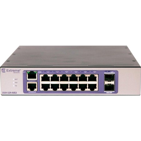 Extreme Networks 210-SERIES 12 PORT 10/100/1000BASE-T 2 1GBE UNPOPULATED SFP PORTS 1 FIXED AC PSU 16566