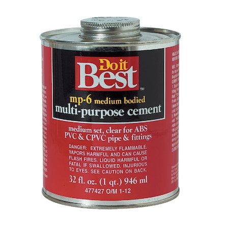 Do It Best 32 Oz. Medium Bodied Clear Multi Purpose Solvent Cement 18032-12
