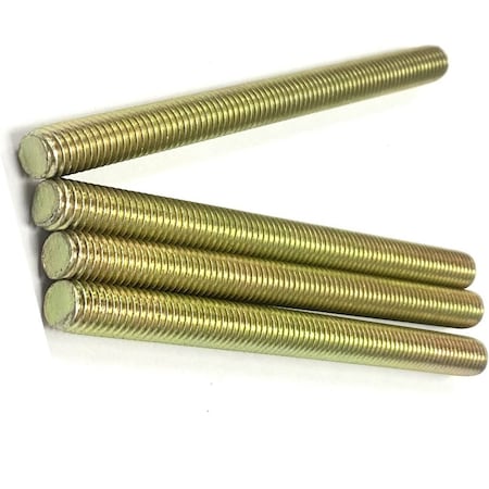 Zmg Fasteners Plus 1/4 - 20 X 3 1/2" FULLY THREADED STRAIGHT ROD SAE GR 8 J429 ZINC TRIVALENT YELLOW 2045937
