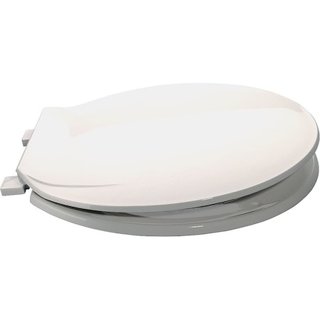 Prosource Toilet Seat, Round, Plastic, White, Plastic Hinge KJ-883A1-WH
