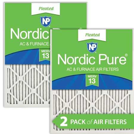 Nordic Pure 14x18x1 Pleated Air Filter, High Capacity, Electrostatically Charged Synthetic Media, MERV 13, 2 PK 14x18x1M13-2