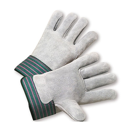 Pip Superior Grade Split Cowhide Leather Palm Glove w/Full Leather Back, Rubberized Safety Cuff, 12PK 600-EA/XL