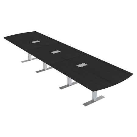 Skutchi Designs 16ft Arc Rectangle Conference Table With Power | Harmony Series | 16 Person Meeting Room Table HAR-AREC-48X192-T-U999ST19-ESIL