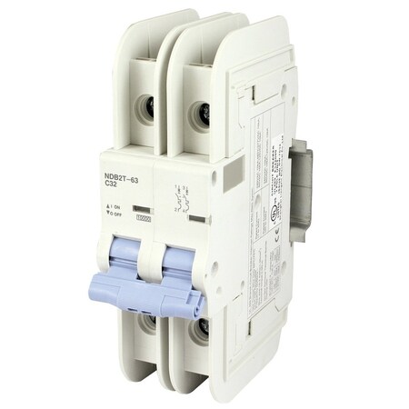 Automation Systems Interconnect 32 Amp, 2 Pole, 240/277/480YVac, 60/125Vdc, Trip Curve:C, DIN Rail Mount-Mini Circuit Breaker, UL489, 6PK NDB2T-63C32-2L