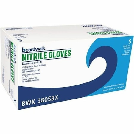 Boardwalk 380 Series, Disposable Gloves, 4 mil Palm, Nitrile, Powder-Free, S, 1000 PK, Blue 380SCTA