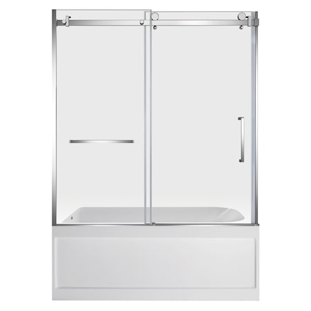Kingston Brass 60" Acrylic Anti-Skid Alcove Left-Hand Drain Tub with Right Sliding Tub Door, White/Polished Chrome KVTAP6032L21A1