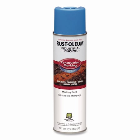 Rust-Oleum IC M1400 System Water-Based Construction Marking Paint, Flat Caution Blue, 17 oz Aerosol Can, 12PK 264694
