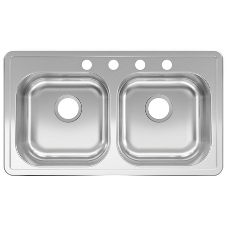 Kindred KINDRED RDLA3319-6-4CBN Kitchen Sink, 14 in W Bowl, 6 in D Bowl, Stainless Steel RDLA3319-6-4CBN