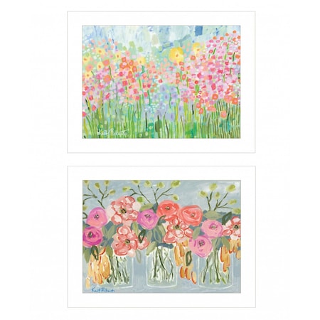 Homeroots Set Of Two Garden Flowers II 1 White Framed Print Wall Art, 2PK 408003