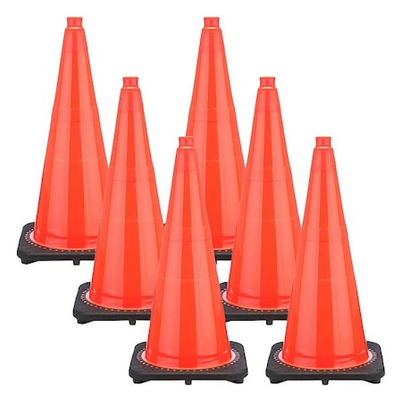 Mr. Chain Traffic Cone, Orange, 28 in H, PVC, PK6 97513-6