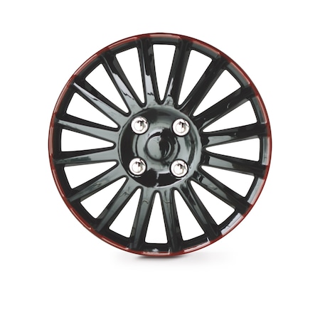 Altertrim 16 in Univ Hubcaps for steel wheel, Snap-On, (Blk & Red Lacq), 4PK CHB-5019-BRB-16