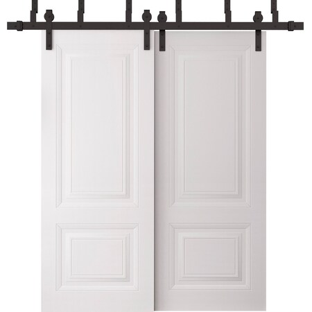 Sartodoors Sliding Closet Barn Bypass Doors 56 x 84 inches, BASIC 9422 White, 6.6ft Rails Hardware Set, Wood BASIC9422BBB-SKIN-5684