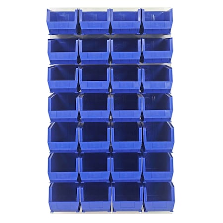 Quantum Storage Systems 36X61 HC LOUVERED PANEL W/28 BINS BLUE QLP-3661HC-240-28BL