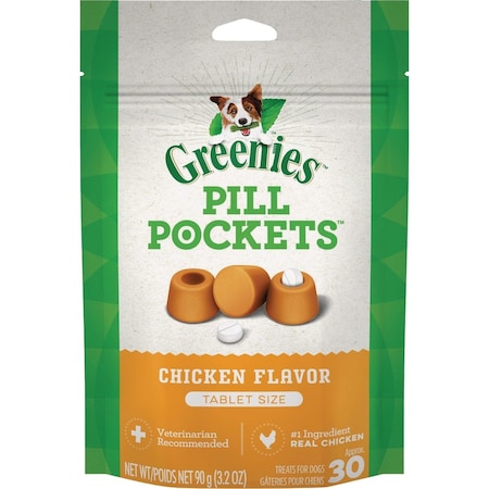 Greenies Tablet Pill Pockets Chicken Flavor Chewy Dog Treat, 30PK 428266