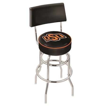 Holland Bar Stool Co 30" Chrome 2-Ring Oklahoma State Swivel Bar Stool, Back L7C430OKStUn