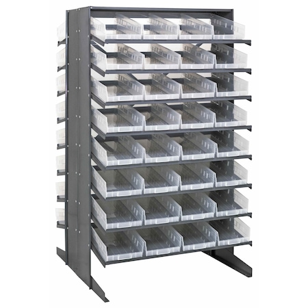 Quantum Storage Systems DOUBLE SIDED PICK RACK W/64 CLEAR BINS QPRD-108CL
